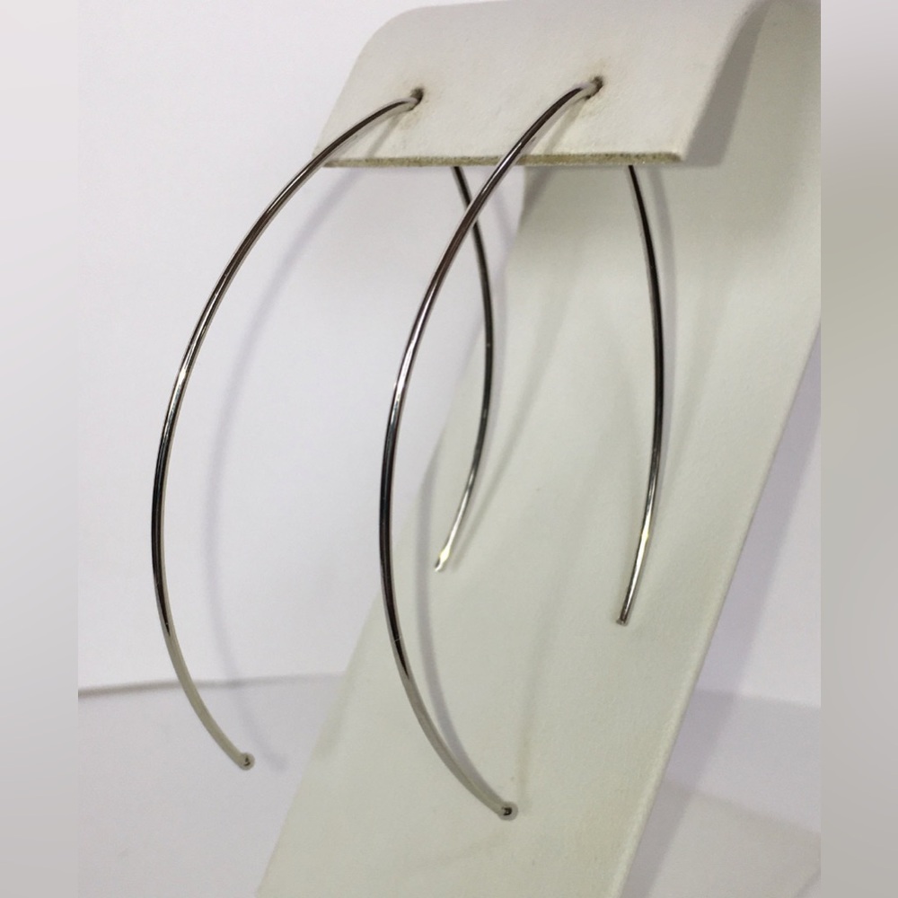 Silver Modern Long Statement Earrings